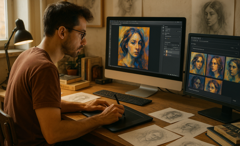 Un Lienzo Inteligente: Cómo el Arte Digital Colabora con la IA Generativa