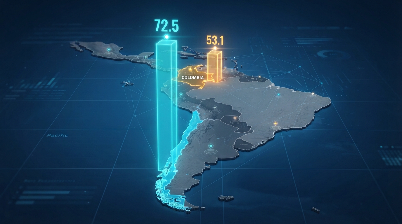 Colombia queda de última en preparación para la IA en América Latina: 53,1 contra 72,5 de Chile